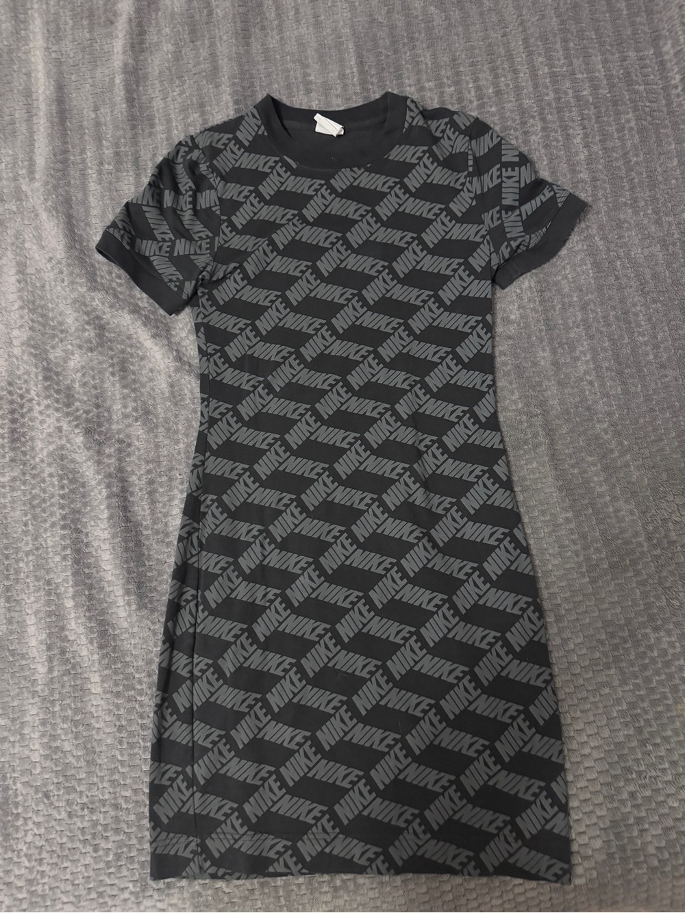 Nike Black & Gray All-Over Logo Mini Dress